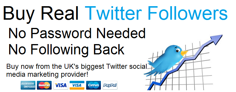 Buy Real Twitter Followers from the UK's biggest supplier.